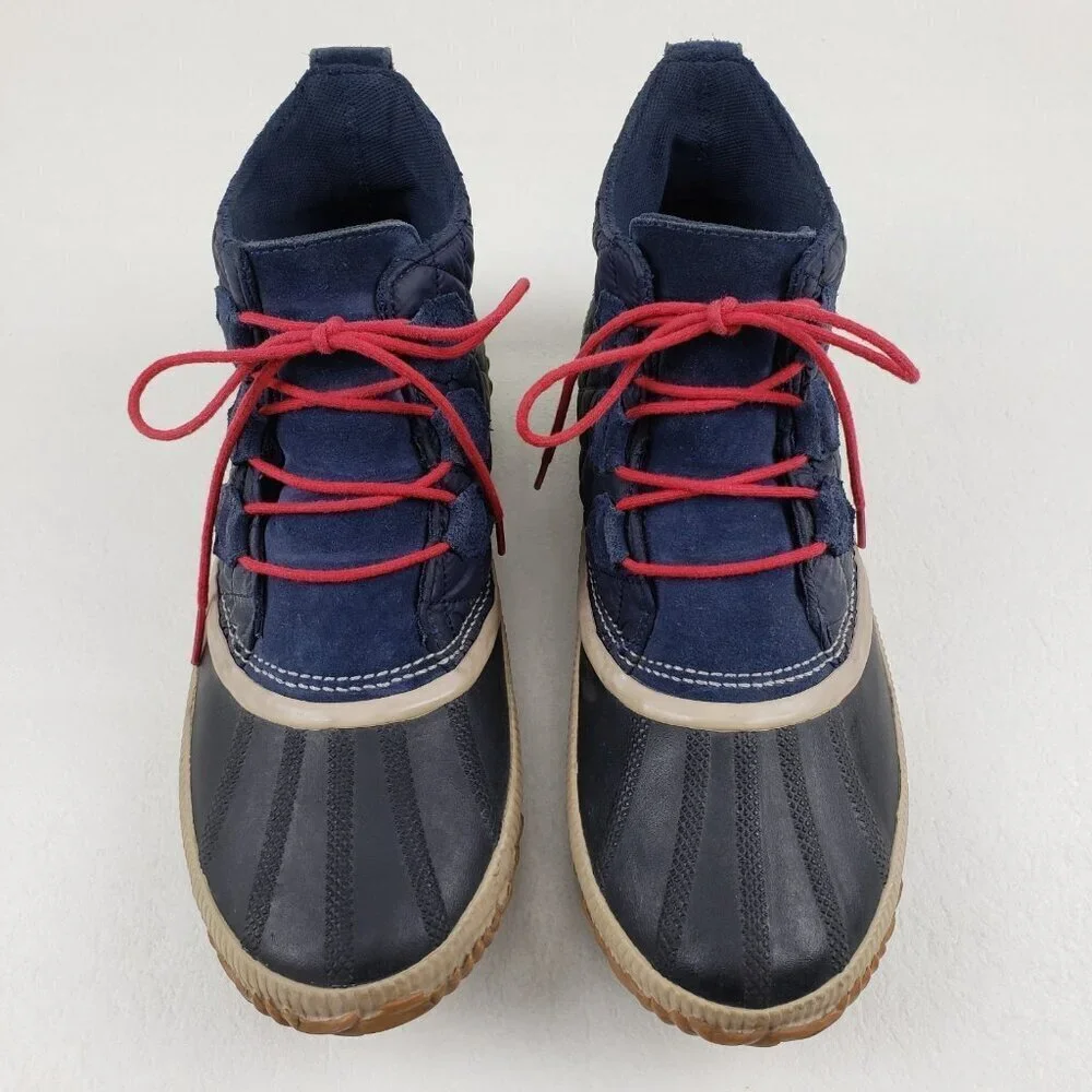 Sorel Out N About Duck Boot Womens 12 Blue Leather Ankle Lace Up Waterproof